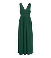 VILA Petite Dark Green V Neck Sleeveless Maxi Dress